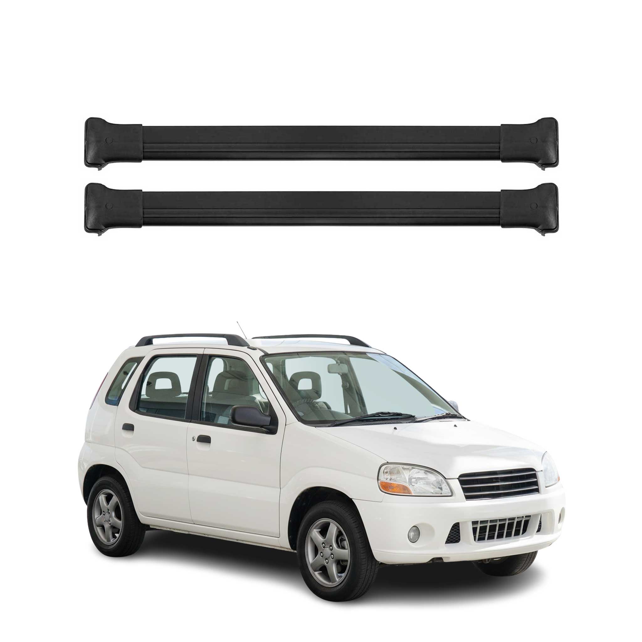 Dachträger Grundtäger für Suzuki Ignis mk1 2000-2008 5-Tür 75kg Alu Schwarz 2x