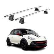 Alu Dachträger für Opel Adam 2013-2019 TÜV Abschließbar T-Nut 75 kg 2tlg Silber
