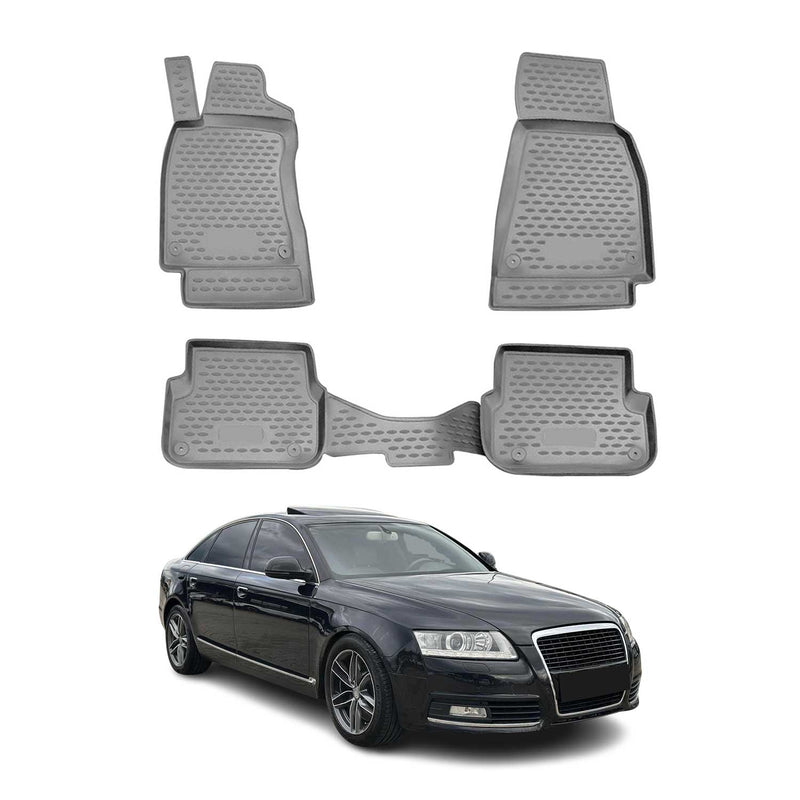 OMAC Gummimatten Fußmatten für Audi A6 Limousine Allroad Avant FL 2008-2011 Grau