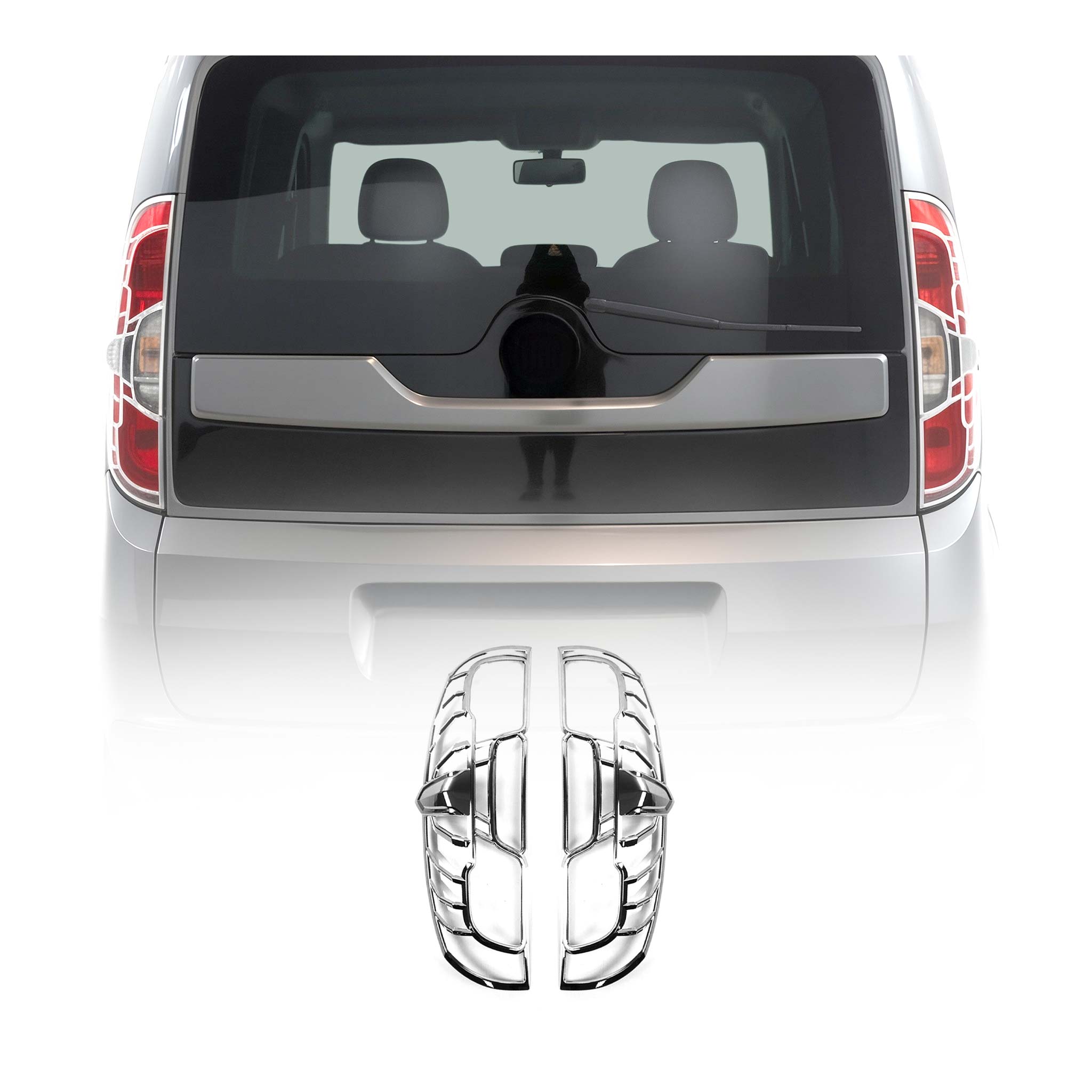 Rücklicht Leisten Heckleuchte für Fiat Doblo 2014-2020 Chrom ABS Silber 2tlg