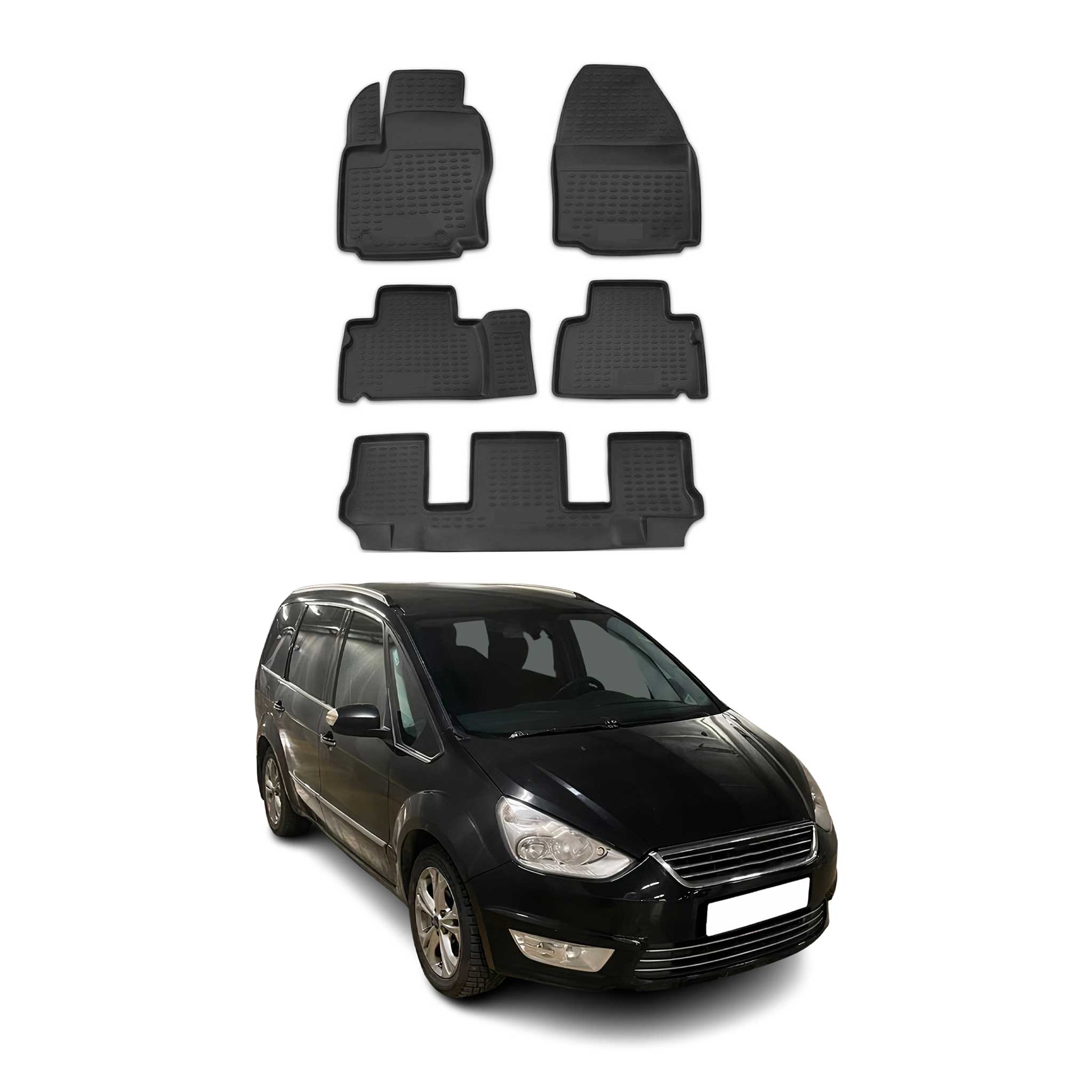 OMAC Gummimatten Fußmatten für Ford Galaxy 2006-2015 TPE Automatten Schwarz 5x