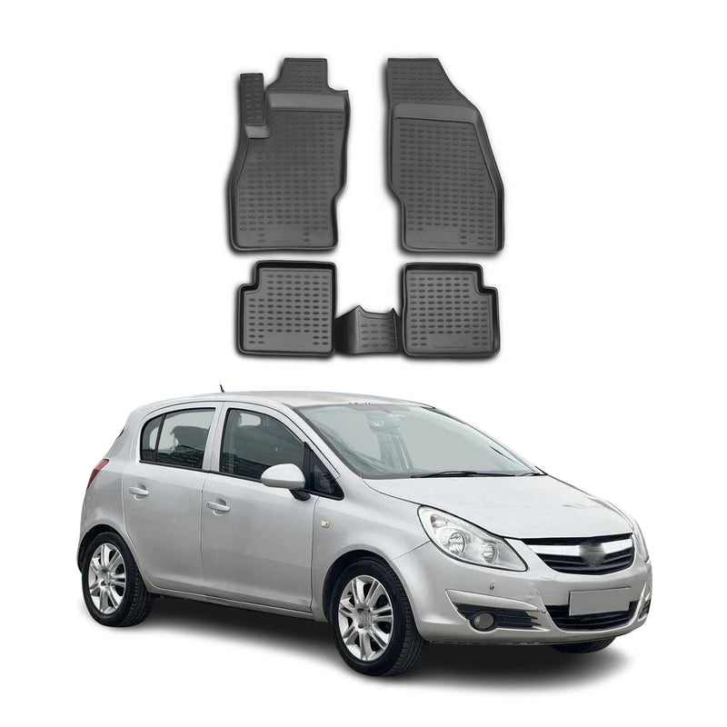 OMAC Gummimatten Fußmatten für Opel Corsa D 2006-2014 TPE Automatten Schwarz 4x