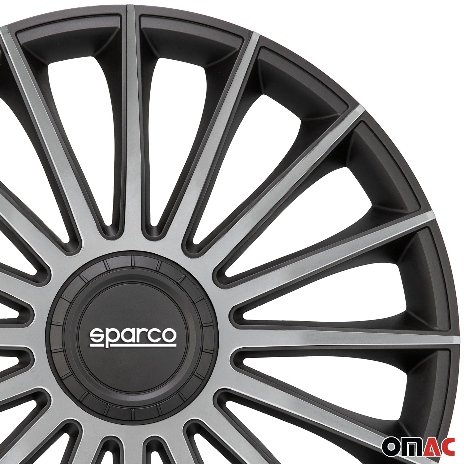 Radkappen Radzierblenden Sparco Treviso 16" Zoll Abdeckung Set Schwarz Silber 4x