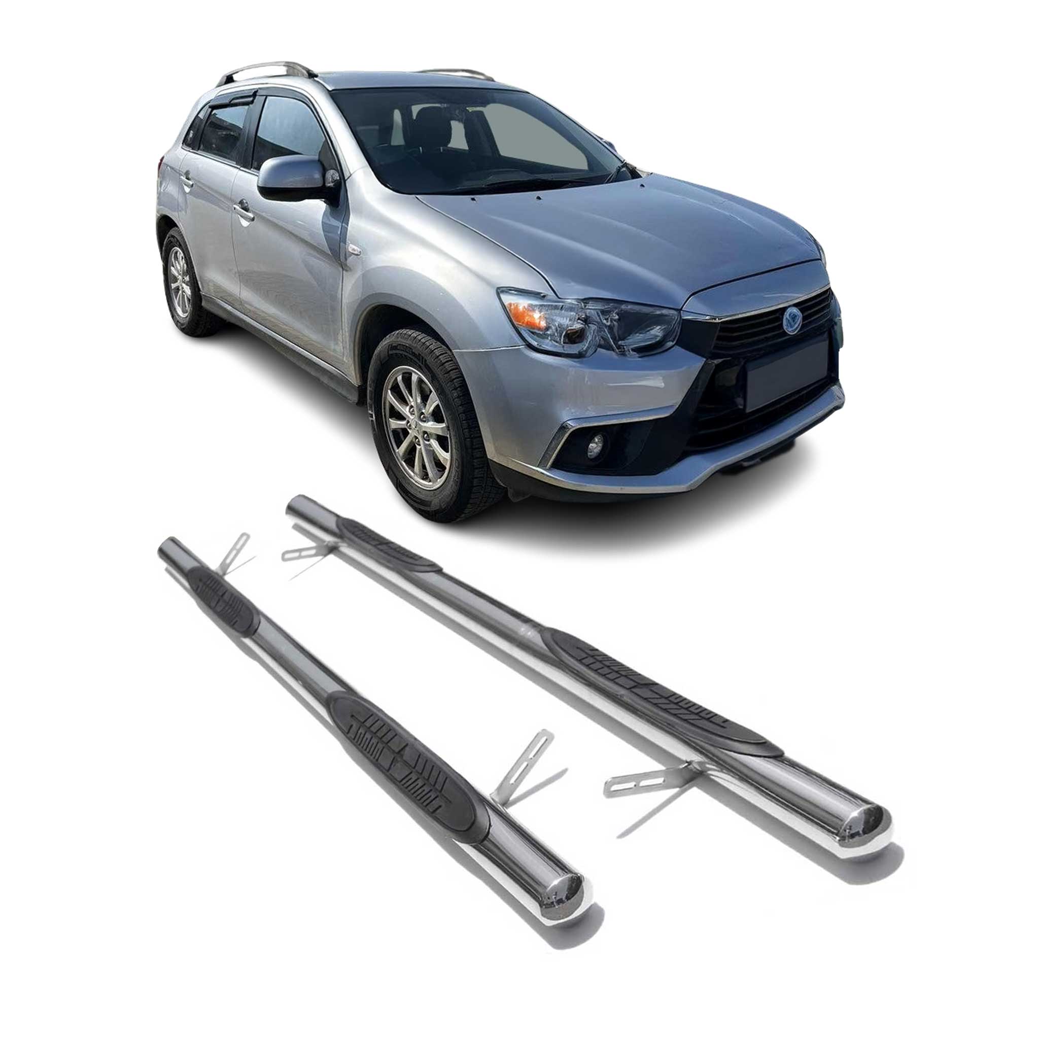 Edelstahl Trittbretter Schwellerrohre für Mitsubishi ASX 2010-2023 Silber