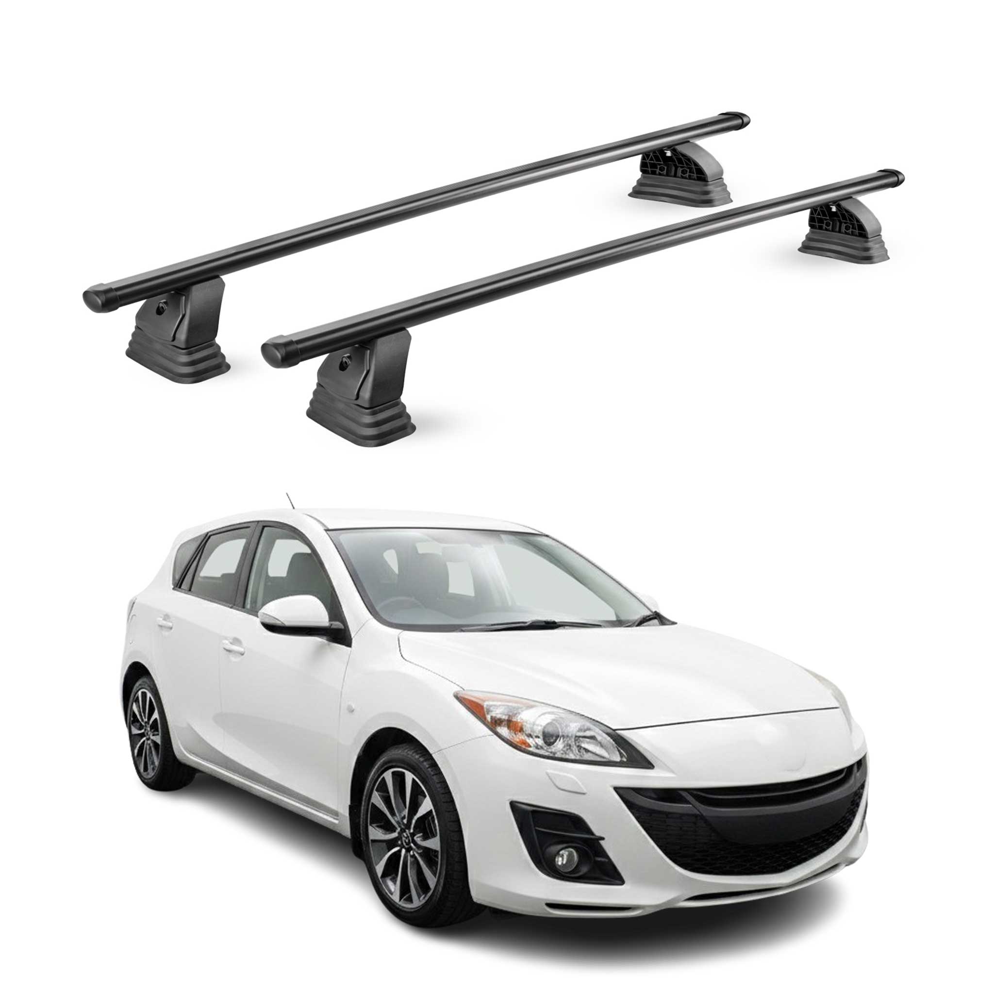 Stahl Dachträger für Mazda 3 II 2010-2013 TÜV Abschließbar 75 kg 2tlg Schwarz
