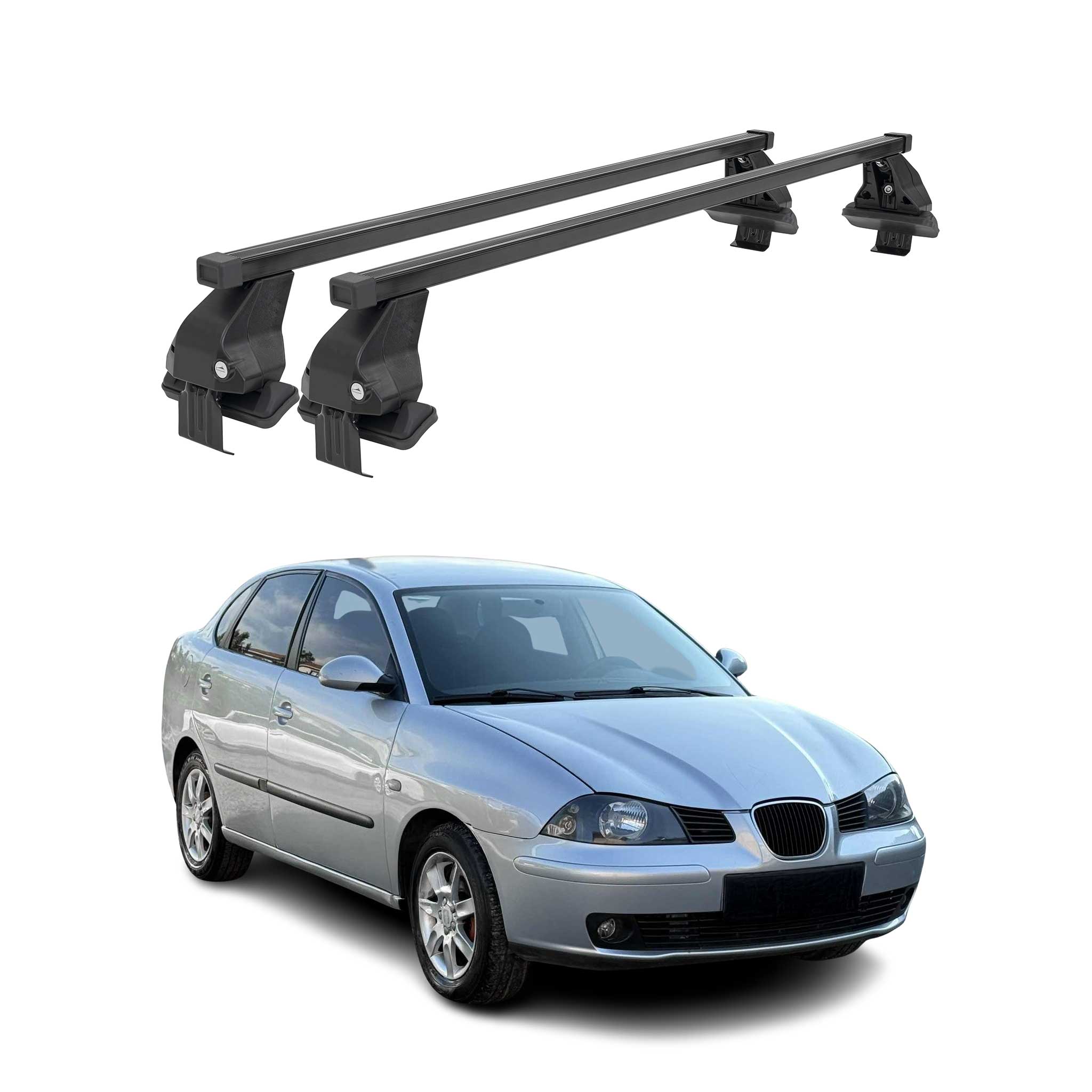 Menabo Dachträger Grundtäger für Seat Cordoba 2002-2009 50kg Stahl Schwarz 2 tlg