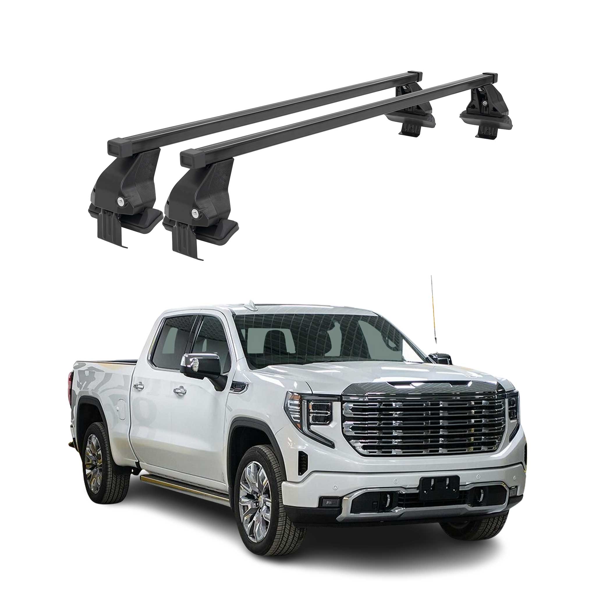 Menabo Dachträger Grundtäger für GMC Sierra 2019-2024 50kg Stahl Schwarz 2 tlg