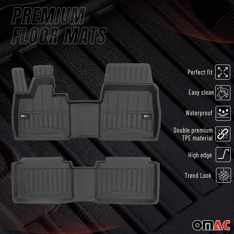 OMAC Gummi Fußmatten für BMW i3 I01 2013-2023 Premium TPE Automatten Schwarz 2x