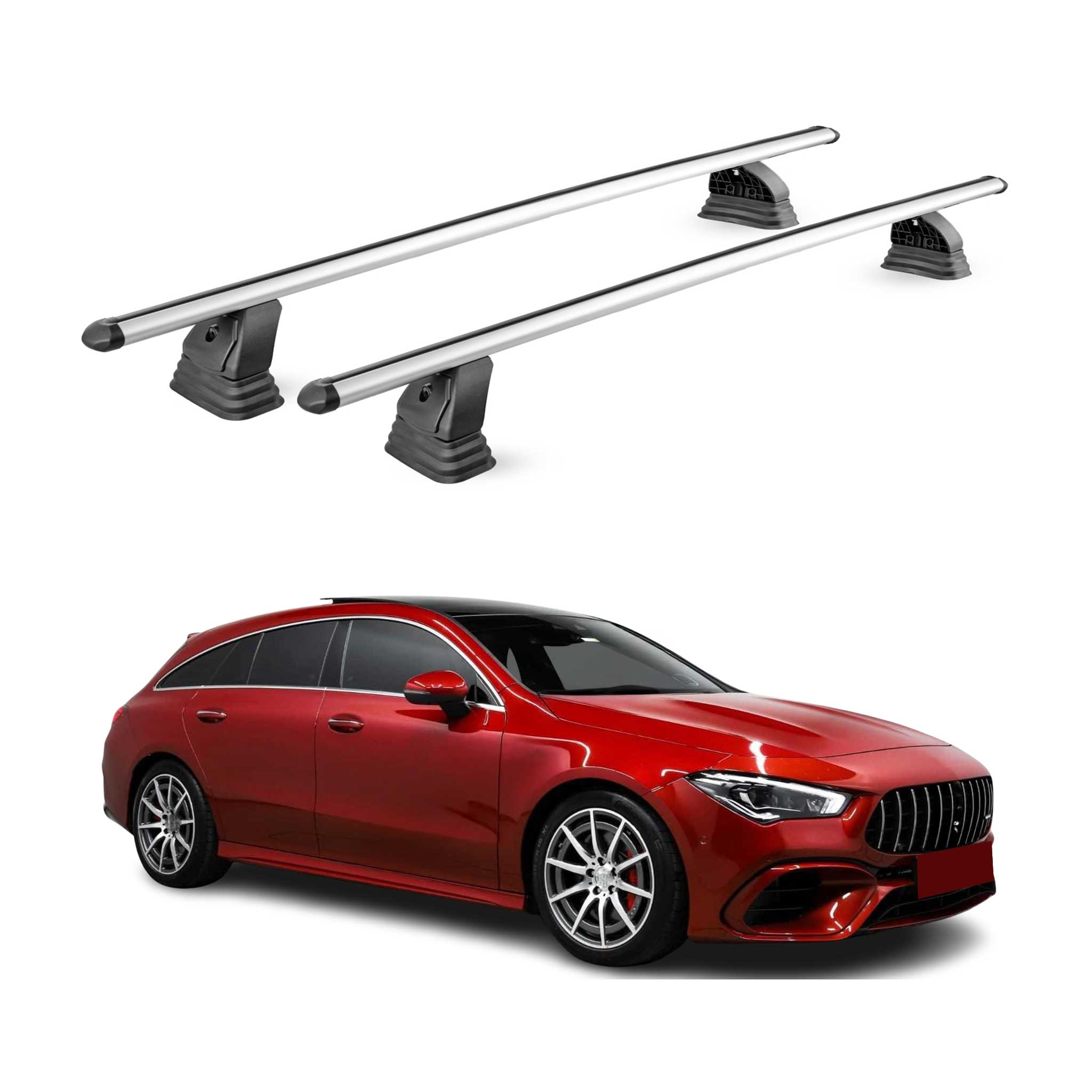 Alu Dachträger für Mercedes CLA Shooting Brake X118 2019-2026 T-Nut 2tlg Silber