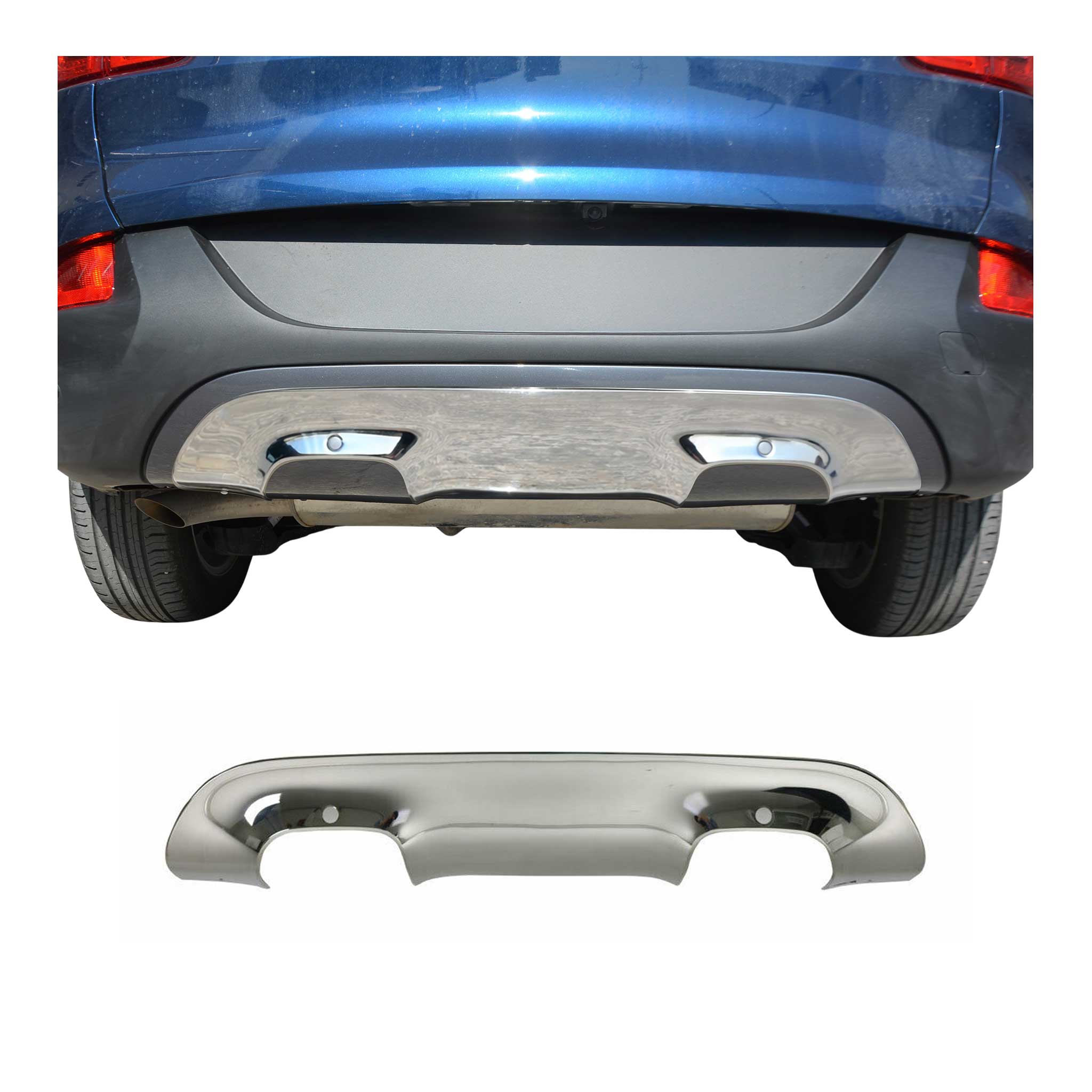 Heckstoßfänger-Diffusor-Zierschutz für Renault Kadjar 2015-2022 Chrom Stahl