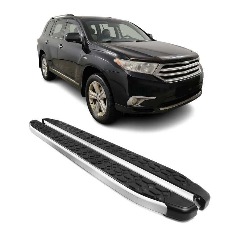Alu Trittbretter Seitenschweller für Toyota Highlander 2008-2013 Schwarz Silber