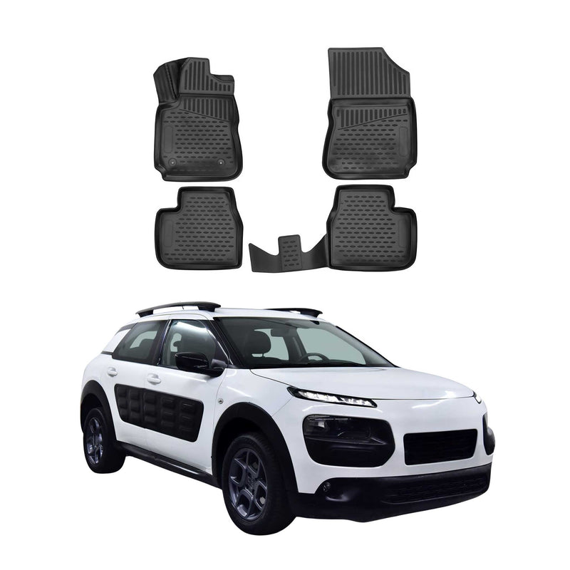 OMAC Gummimatten Fußmatten für Citroen C4 Cactus 2014-2020 TPE Matten Schwarz 4x