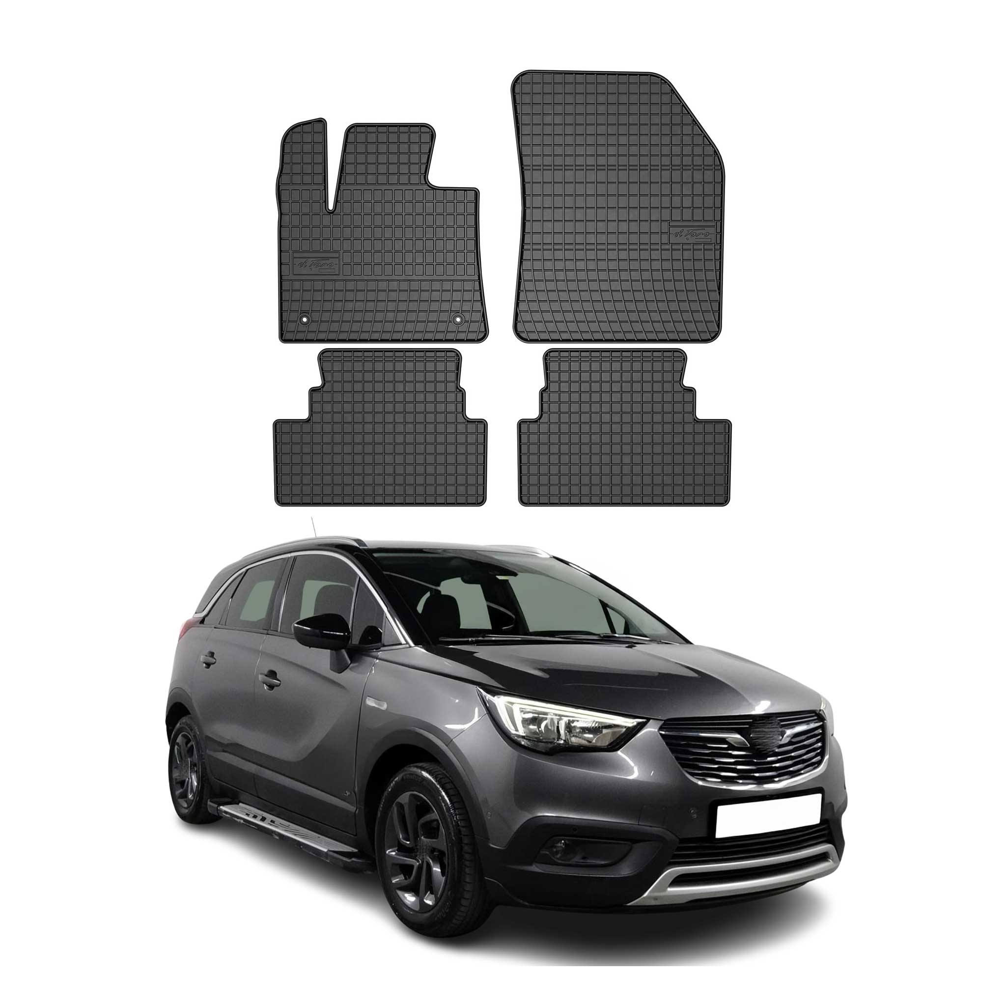 OMAC Gummi Fußmatten für Opel Grandland X 2017-2024 Automatten Gummi Schwarz 4x