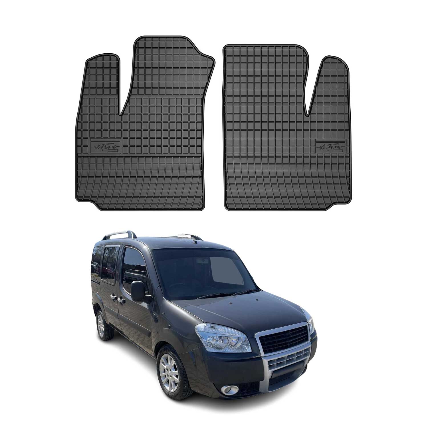 OMAC Gummi Fußmatten für Fiat Doblo 2000-2010 Automatten Gummi Schwarz 2tlg