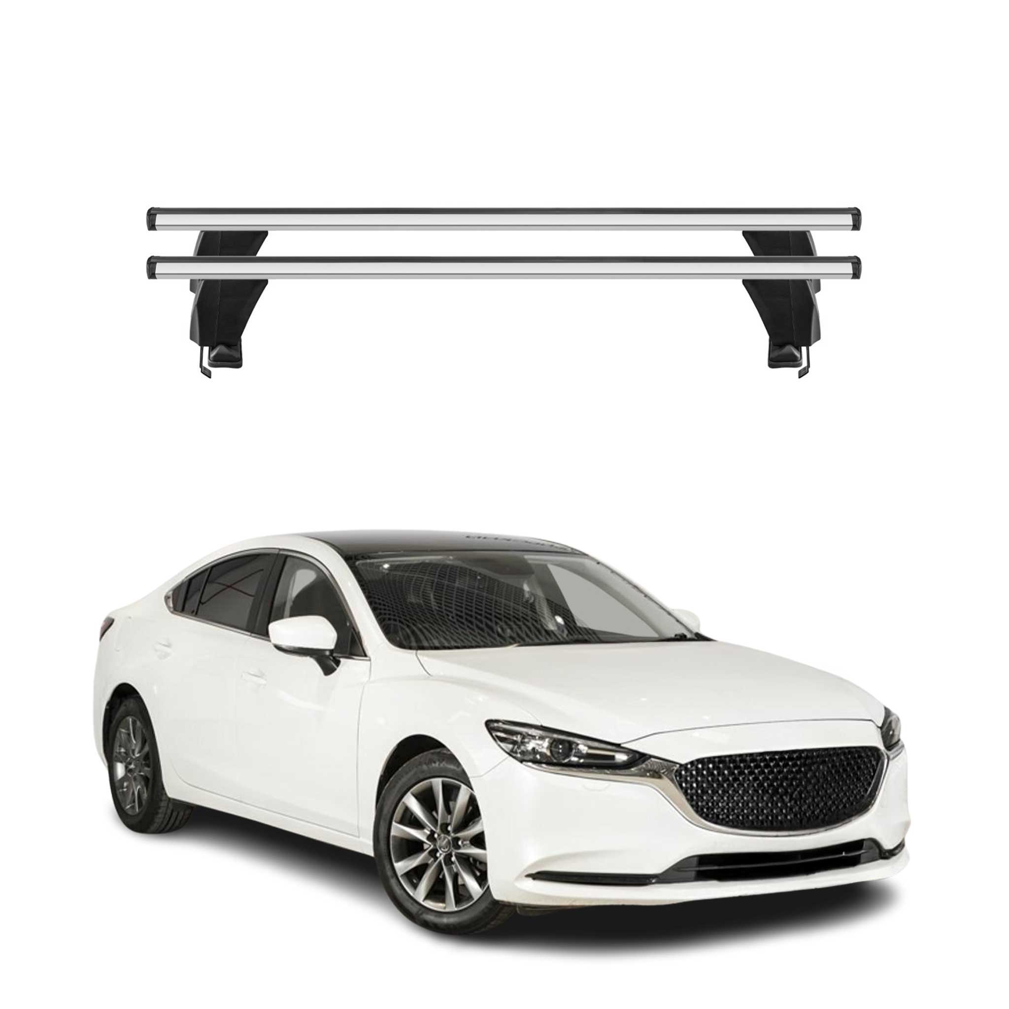 Menabo Dachträger Grundtäger für Mazda 6 Limo 2012-2025 50kg Alu Silber 2 tlg