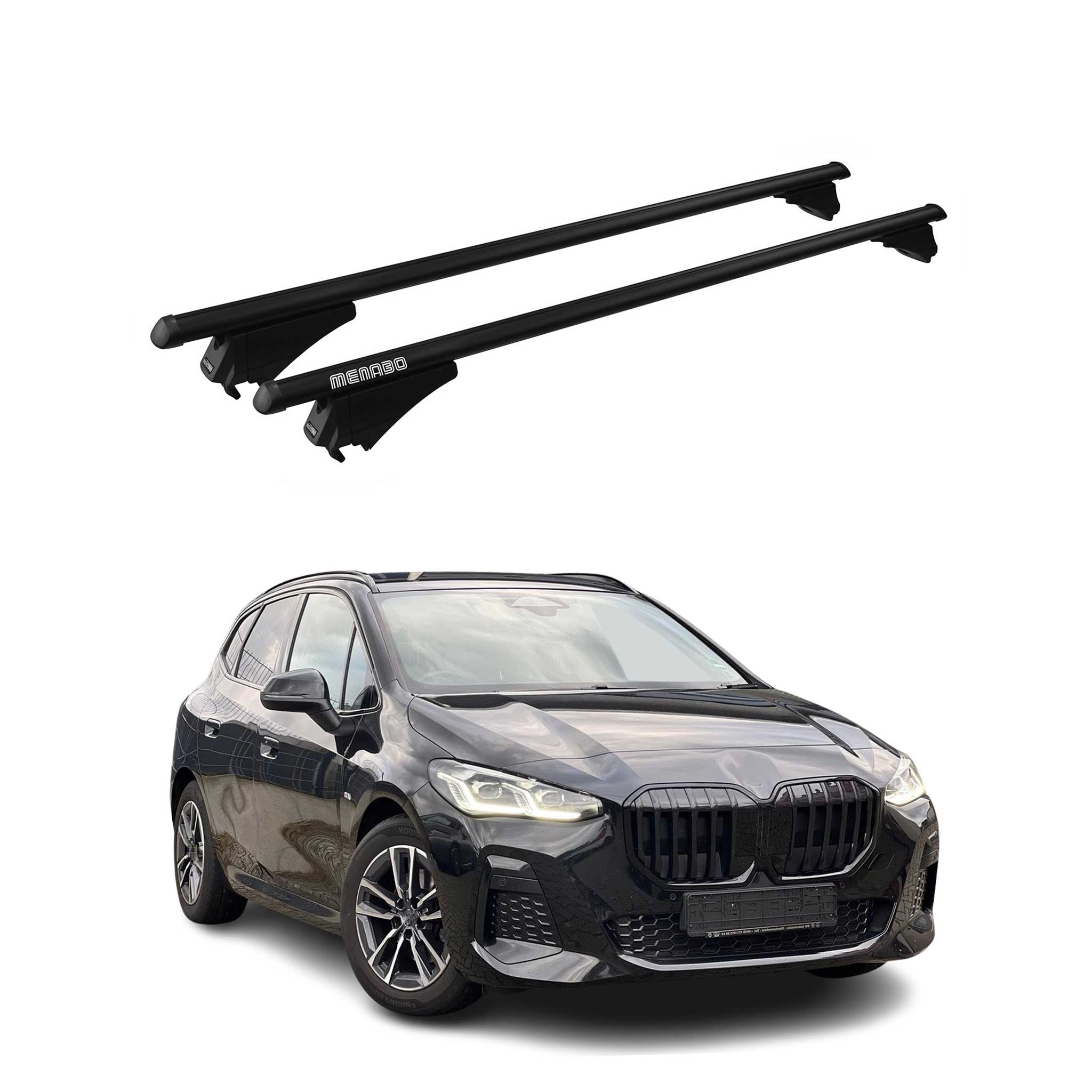Menabo Dachträger Grundtäger für BMW 2 Active Tourer U06 2021-26 Alu Schwarz 2x