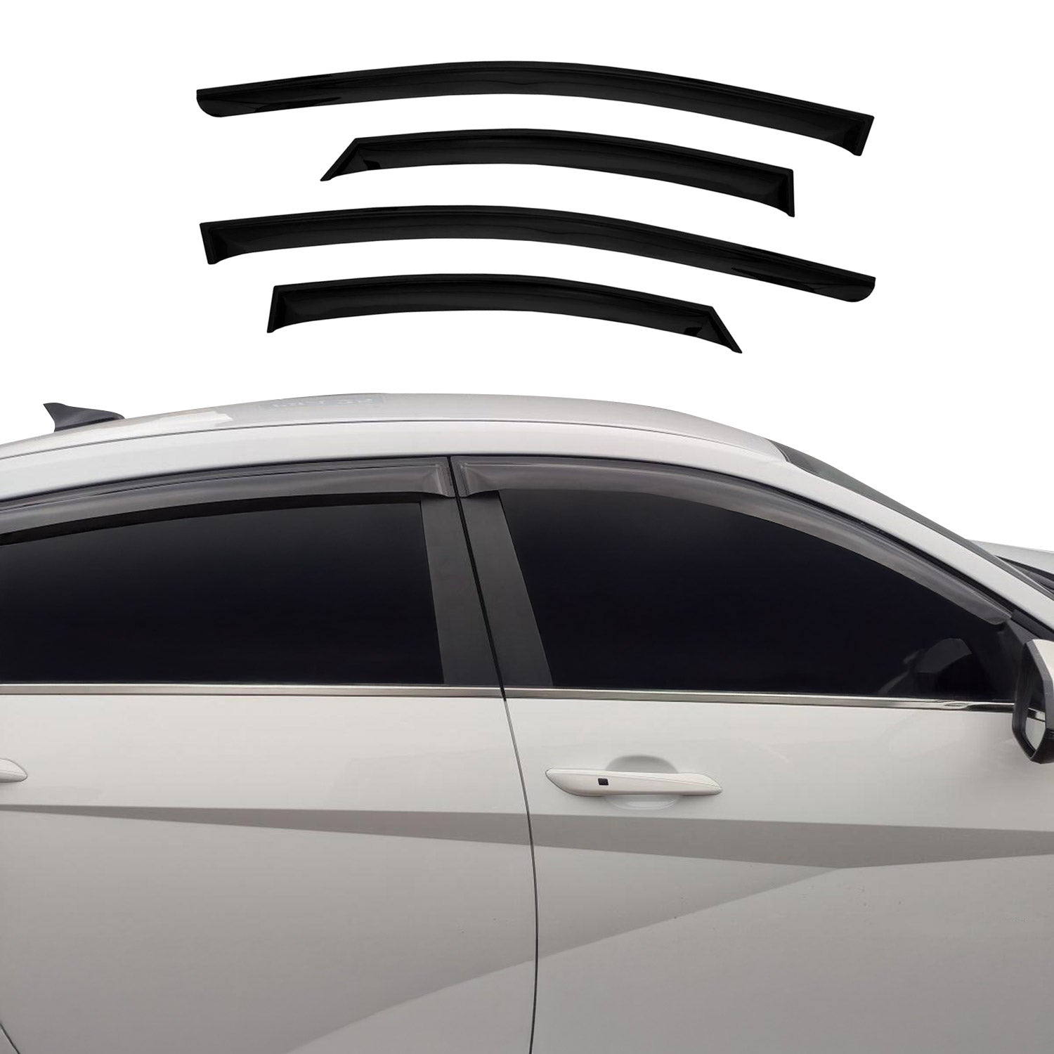 4x Windabweiser Regenabweiser für Hyundai Elantra 2020-2025 Acryl Dunkel