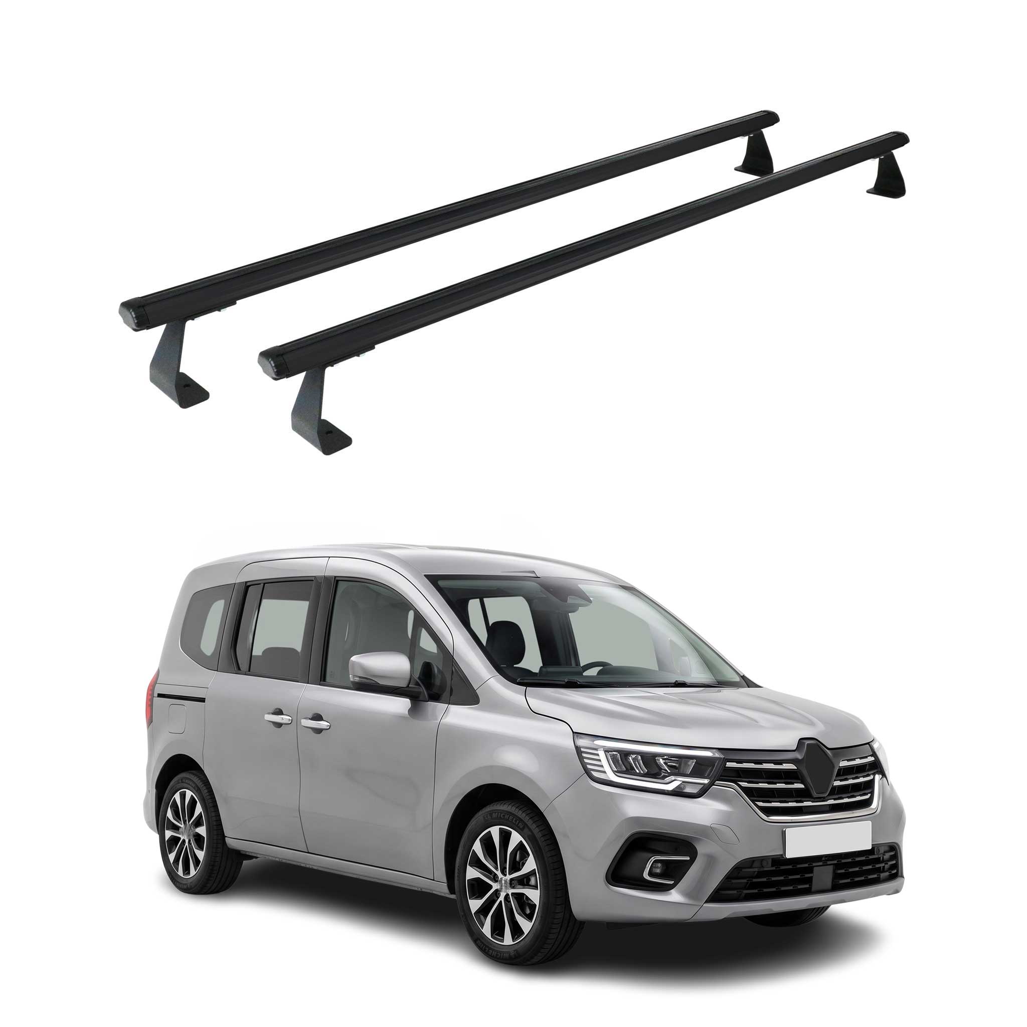 Dachträger Grundtäger für Renault Kangoo III 2021-2026 75kg Alu Schwarz 2 tlg