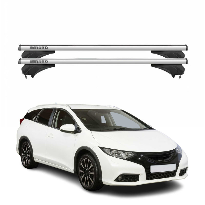 Menabo Dachträger für Honda Civic IX Tourer 2013-2015 Aluminium Silber 2 tlg