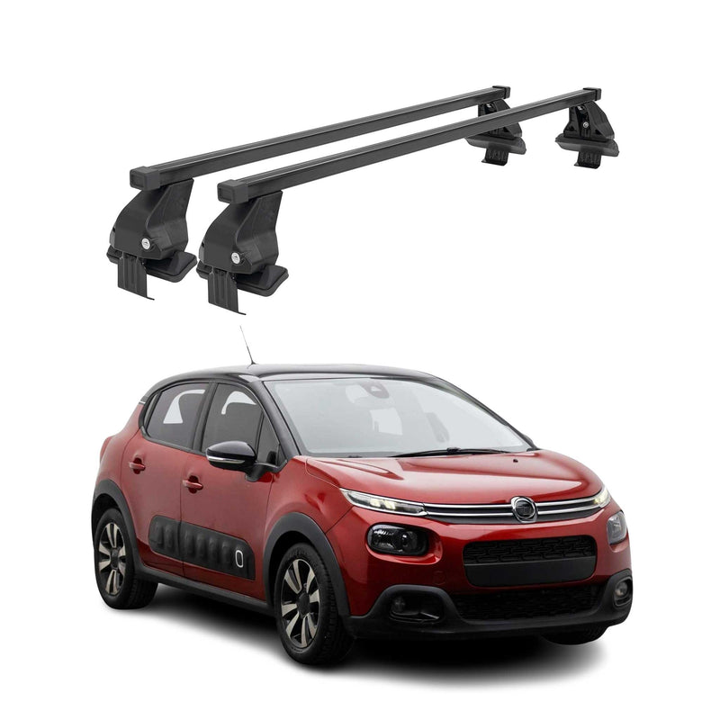 Menabo Dachträger Grundtäger für Citroen C3 2016-2024 50kg Stahl Schwarz 2 tlg