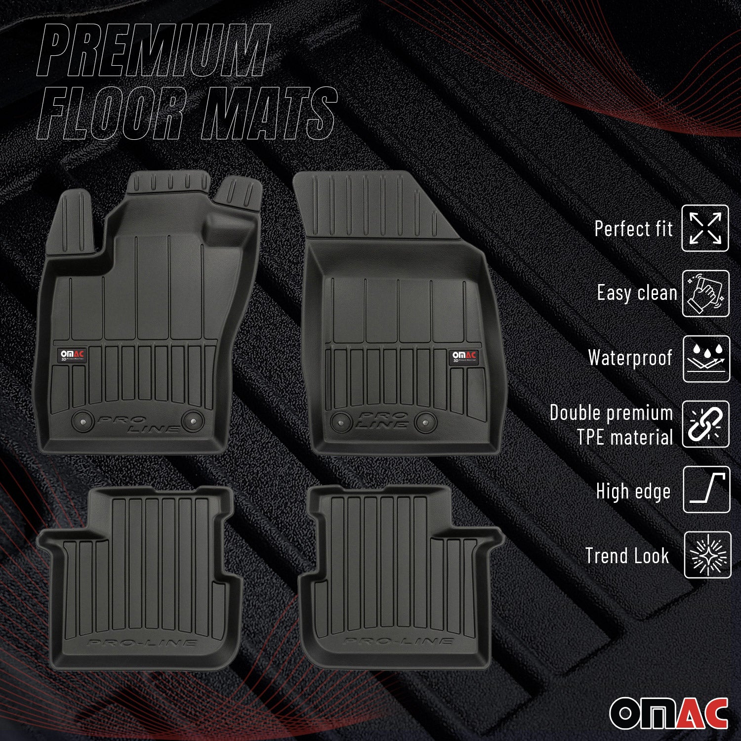 OMAC Gummi Fußmatten für Fiat Tipo Kombi 2015-2026 Premium TPE Automatten 4tlg