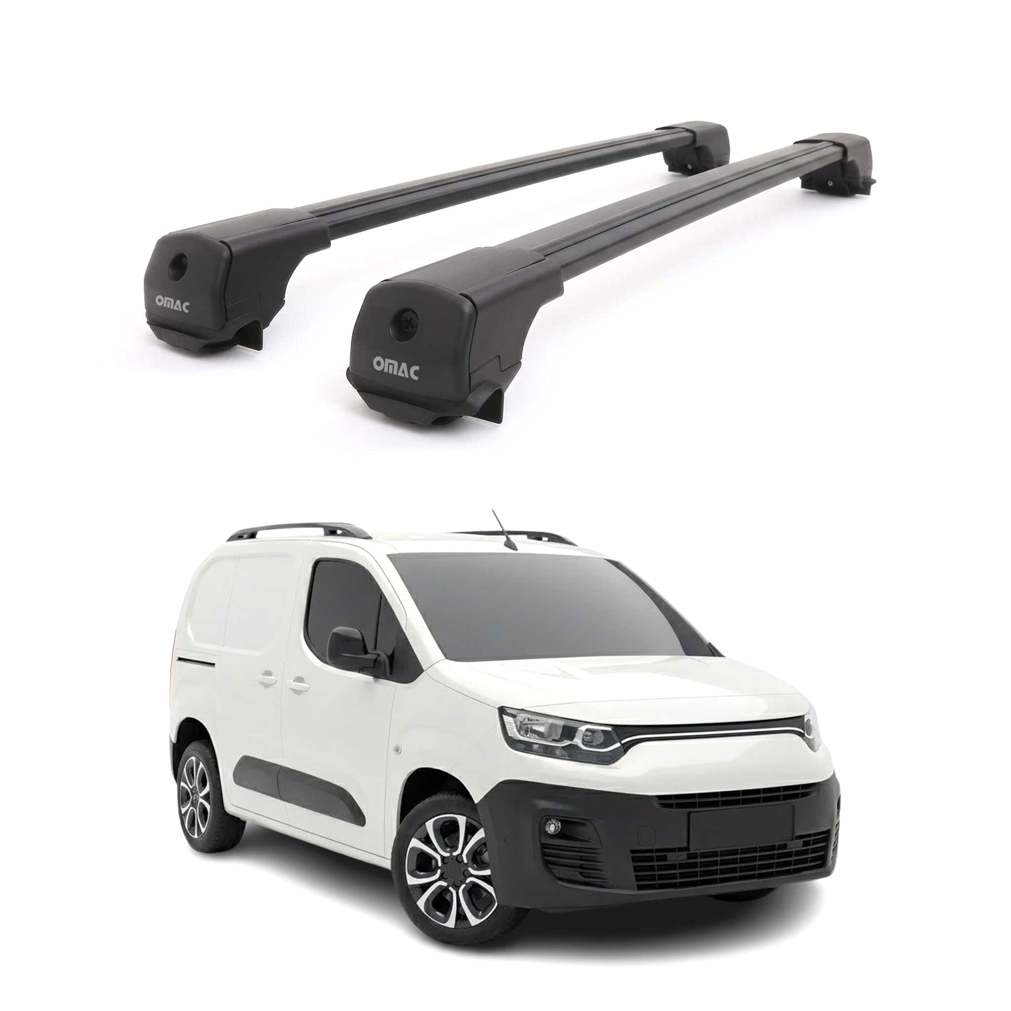 Dachträger Grundträger für Fiat Doblo III 2022-2026 Aluminium 75kg Schwarz 2tlg
