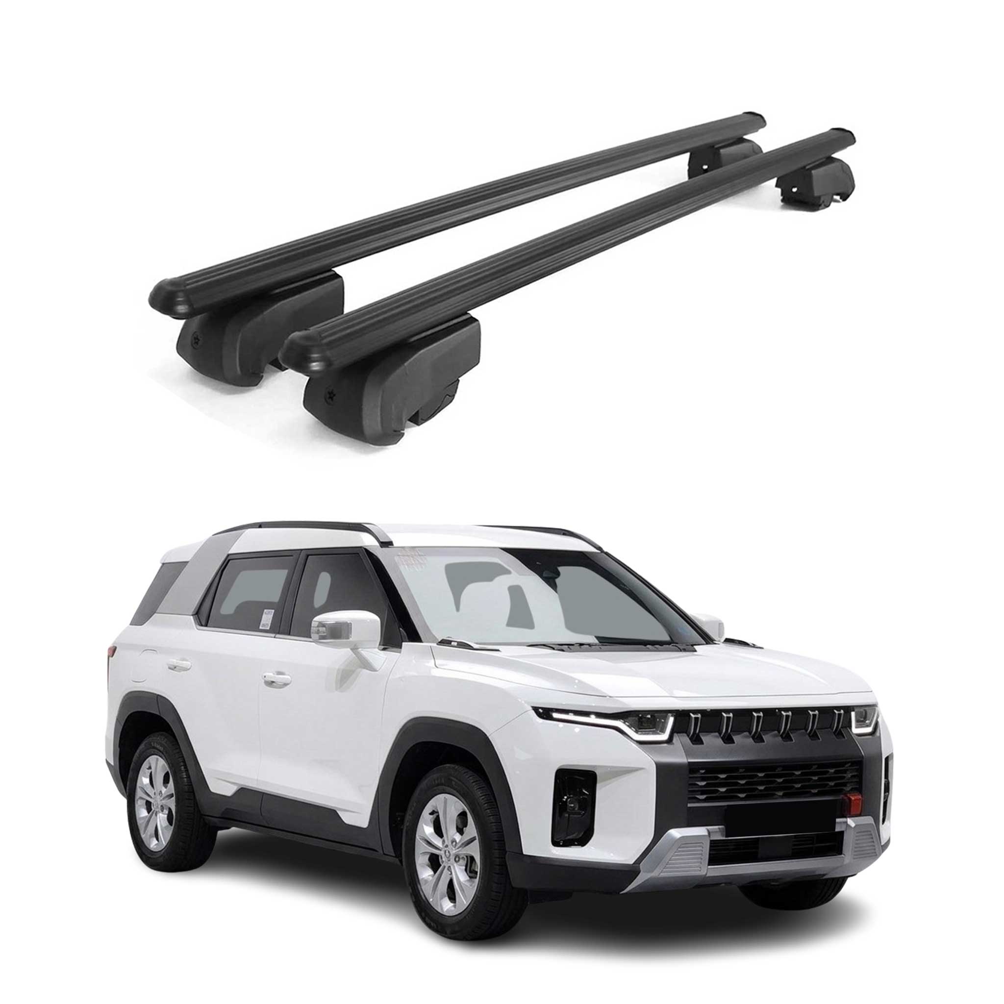 Dachträger Grundträger für SsangYong Torres / KGM Torres 2022-26 Alu Schwarz 2x