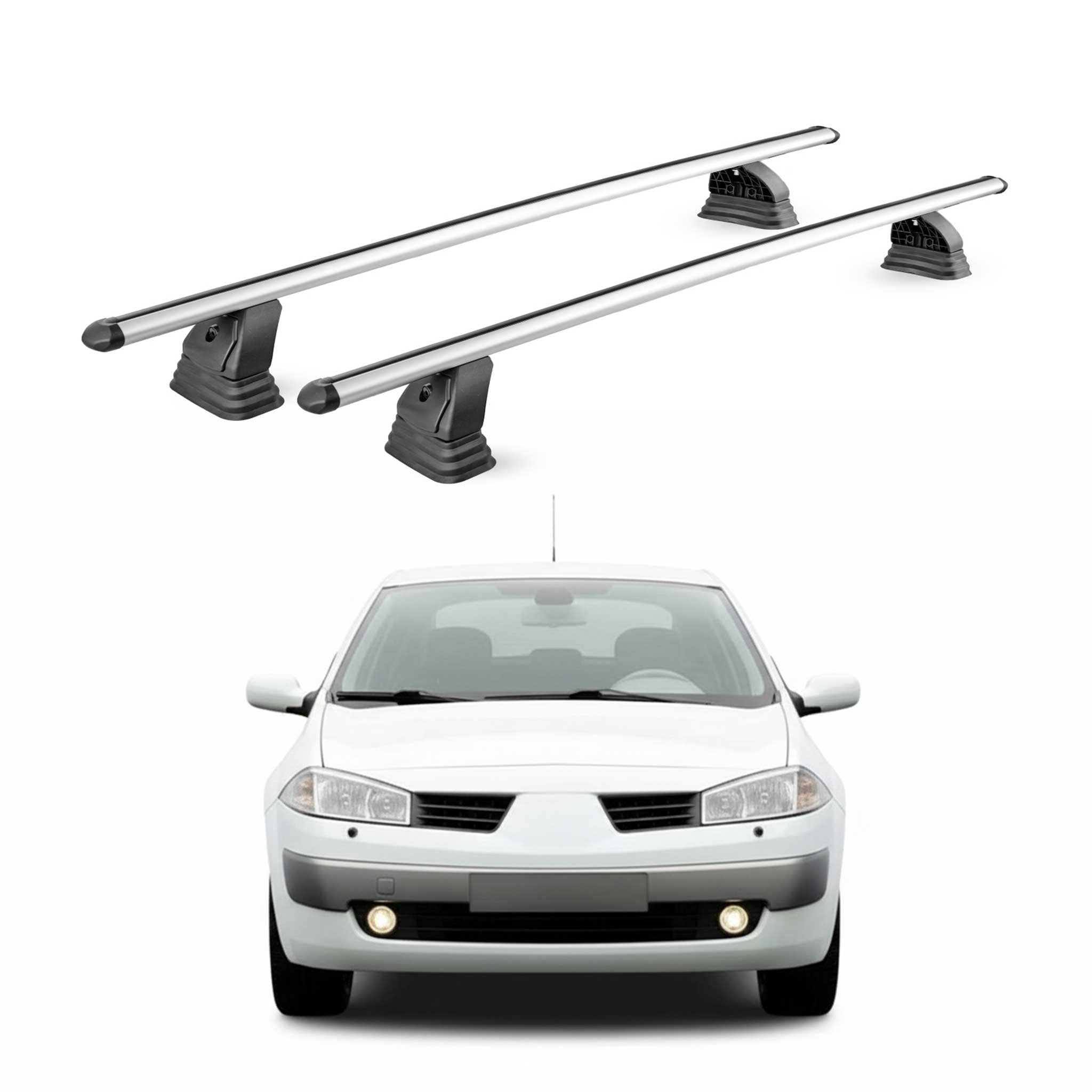 Alu Dachträger für Renault Megane II Schrägheck Kombi Limo 2003-2008 Silber 2x