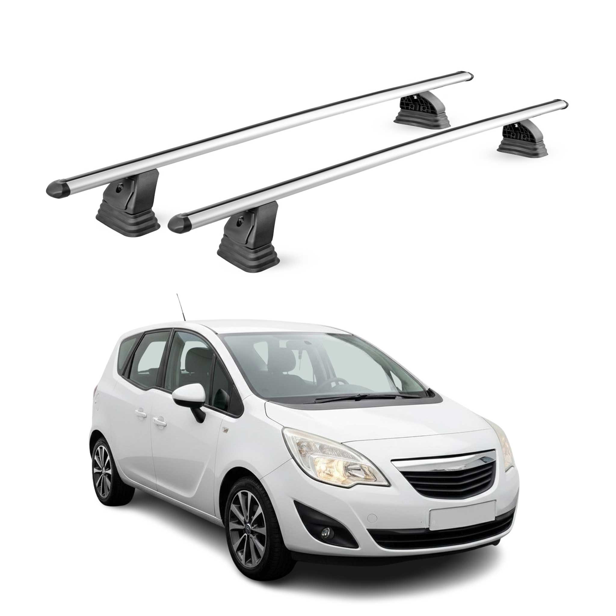 Alu Dachträger für Opel Meriva B 2010-2017 TÜV T-Nut Abschließbar 2tlg Silber