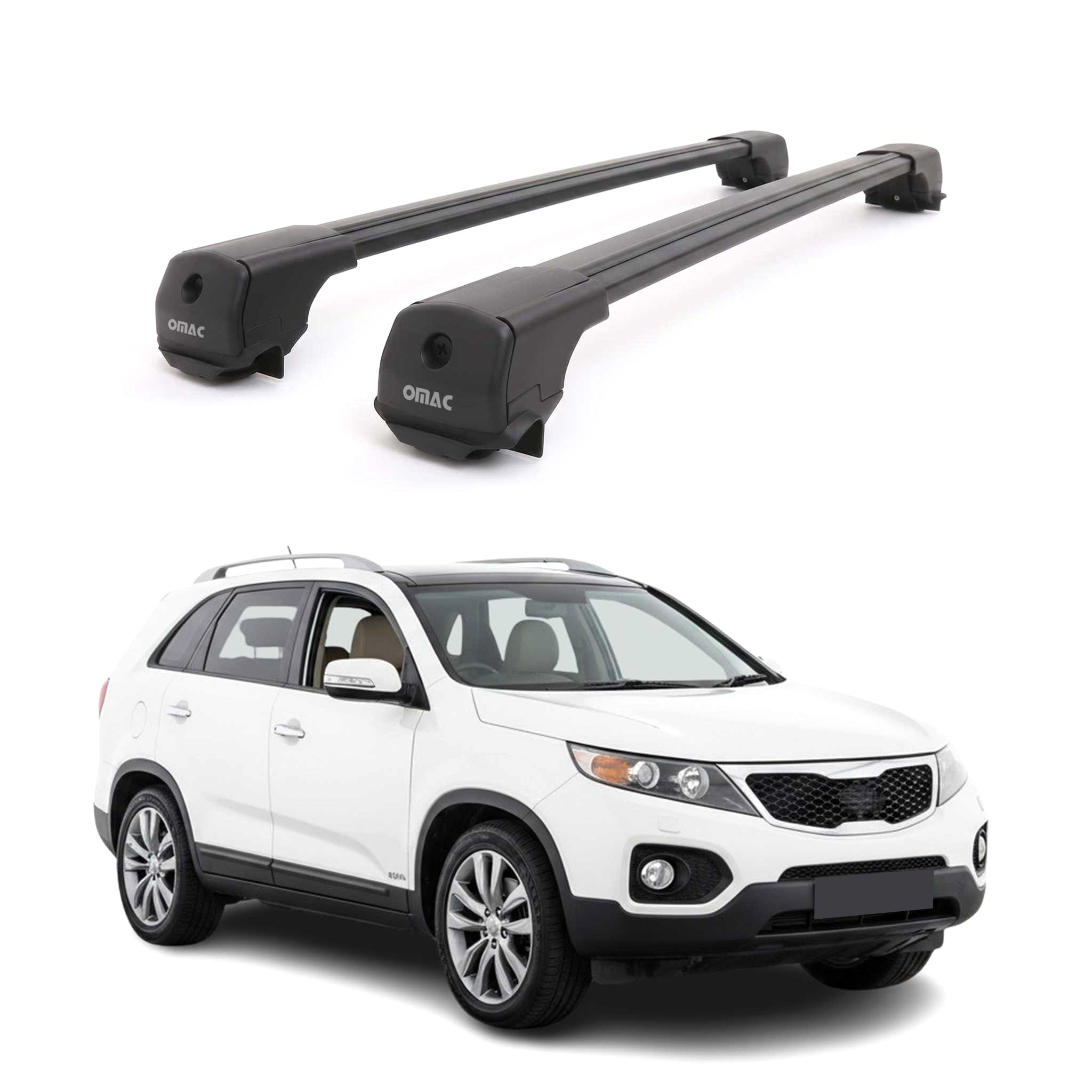 Dachträger Grundträger für Kia Sorento mk2 2010-2014 Aluminium 75kg Schwarz 2tlg