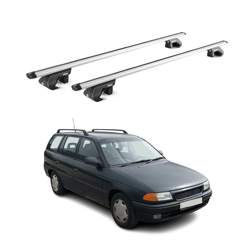 Dachträger Grundtäger für Opel Astra F G Kombi 1991-2004 90kg Alu Silber 2x ABE