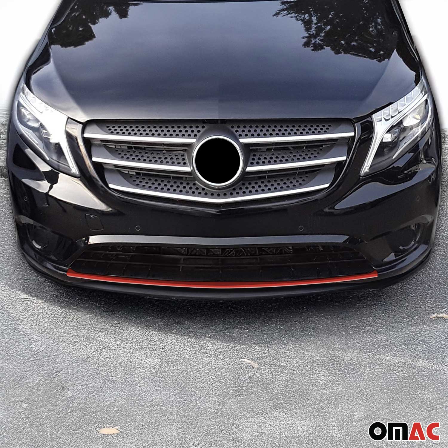 Kühlergrill Leisten Grillleisten für Mercedes Vito W447 2014-2019 Edelstahl Rot