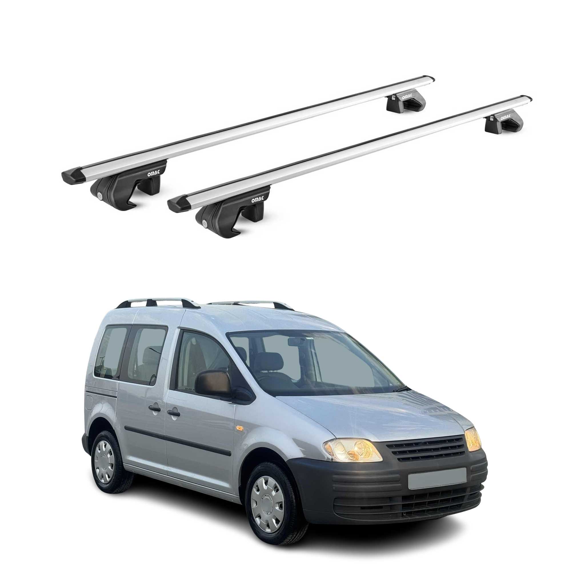 Dachträger Grundtäger für VW Caddy 2004-2020 3-5 tür 90kg Alu Silber 2 tlg ABE