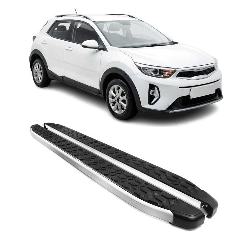 Alu Trittbretter Seitenschweller für Kia Stonic 2017-2021 Schwarz Silber 2tlg