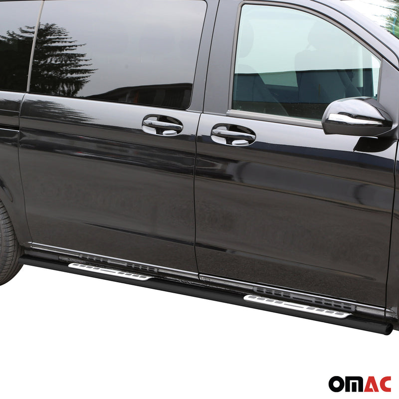 Stahl Schwellerrohre Trittbretter für Mercedes Vito W447 2014-2025 L1 Schwarz 2x