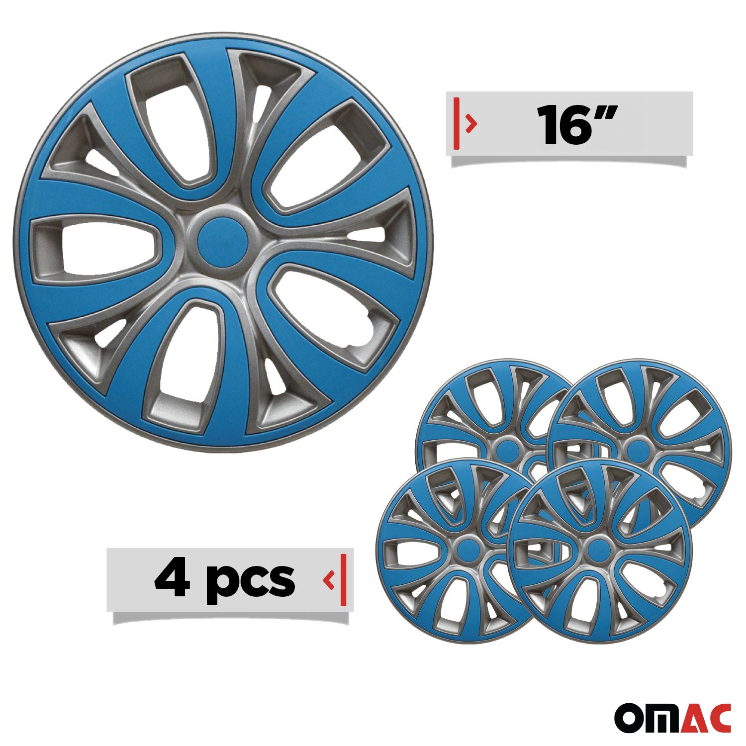 4x Radblenden Radkappen Radzierblenden 16" Zoll Stahlfelgen Blau Grau
