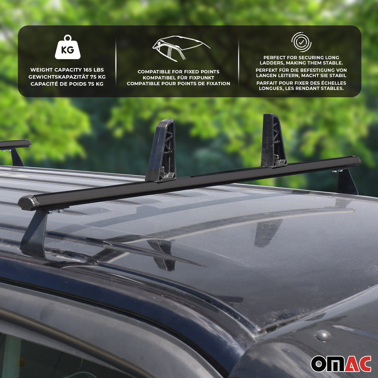 2x Dachträger + Leiterhalter Set für VW T5 T6 Transporter 2003-2024 Schwarz