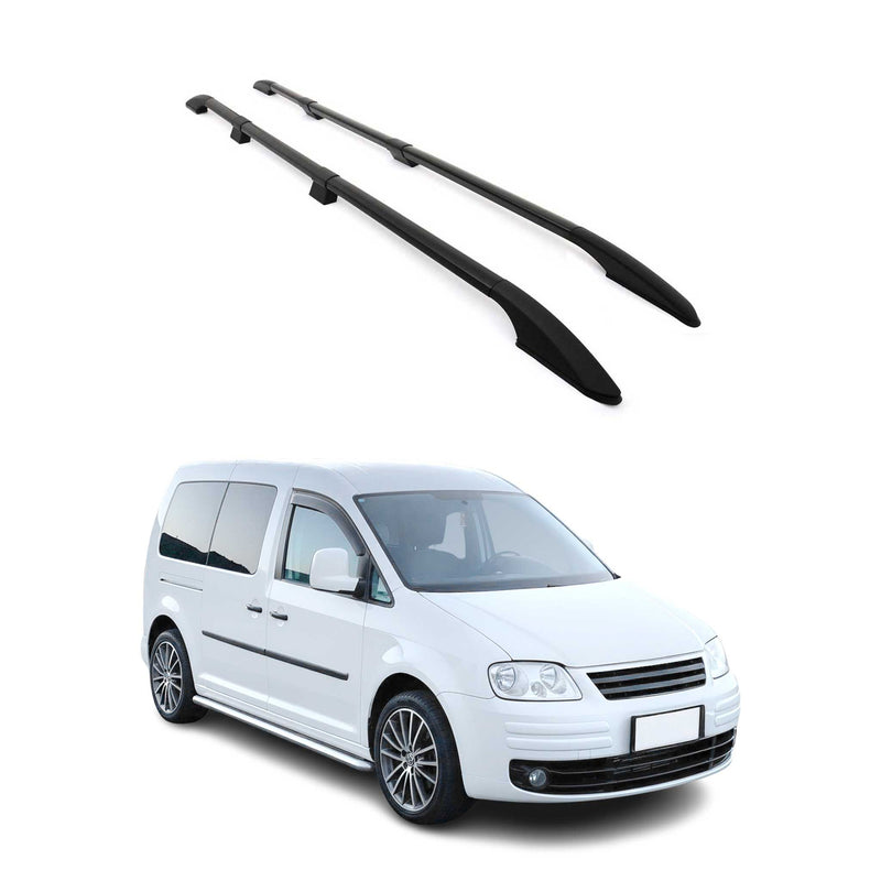 Dachreling Dachgepäckträger für VW Caddy 2015-2020 L2 Langer RS Alu Schwarz