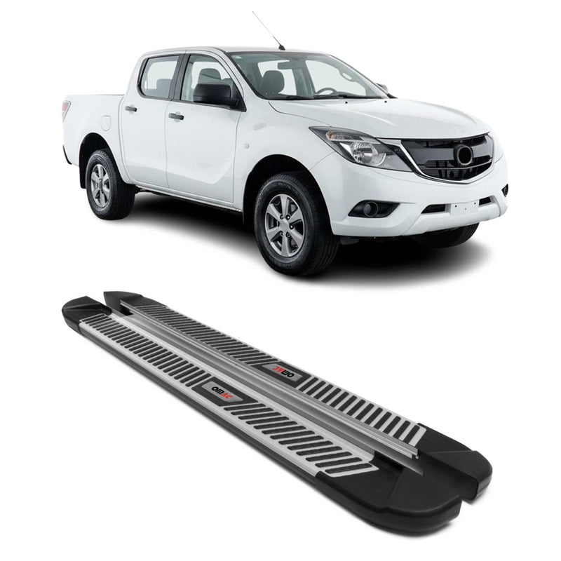 Trittbretter Seitenbretter für Mazda BT-50 DoubleCab 2012-2020 Alu Schwarz