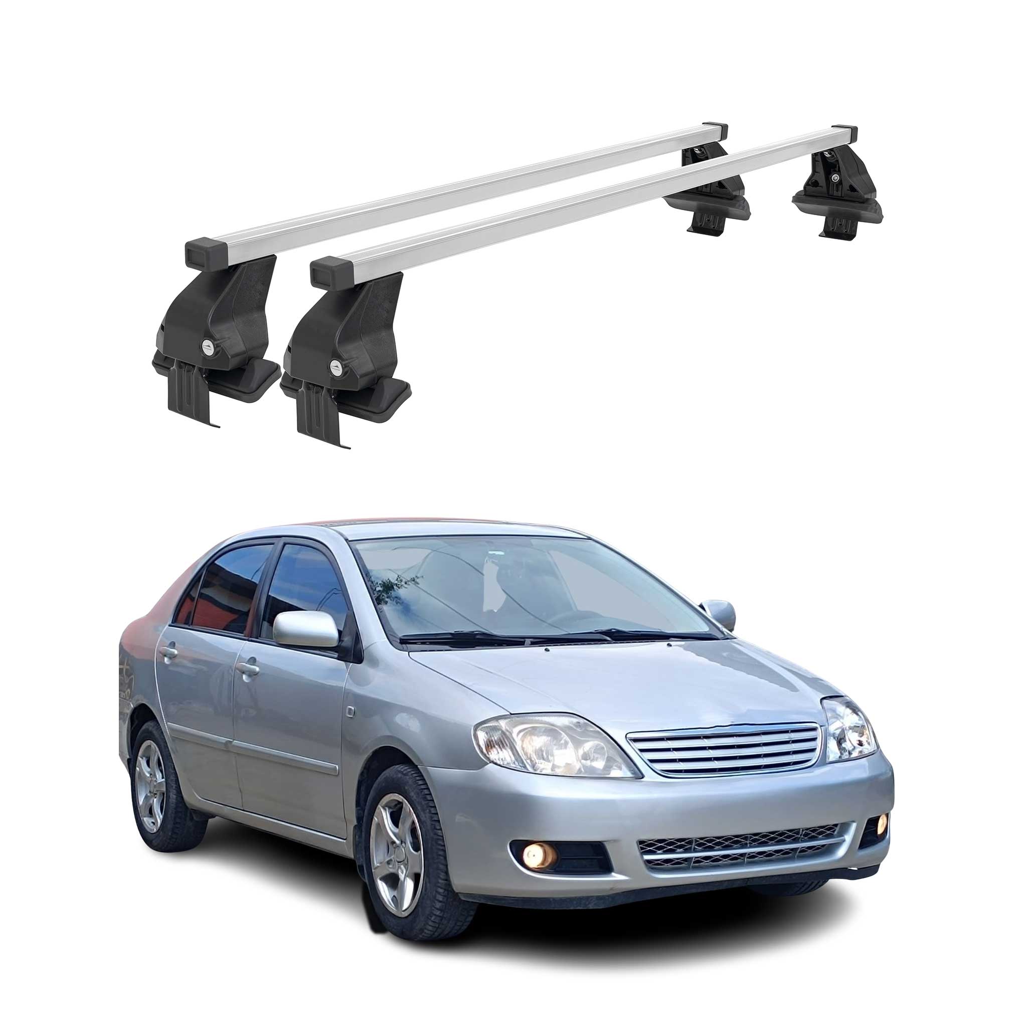 Menabo Dachträger für Toyota Corolla E12 Limo 2002-2019 50kg Stahl Silber 2x