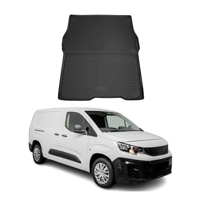 Kofferraummatte Kofferraumwanne für Peugeot Partner 2018-2021 Gummi TPE Schwarz