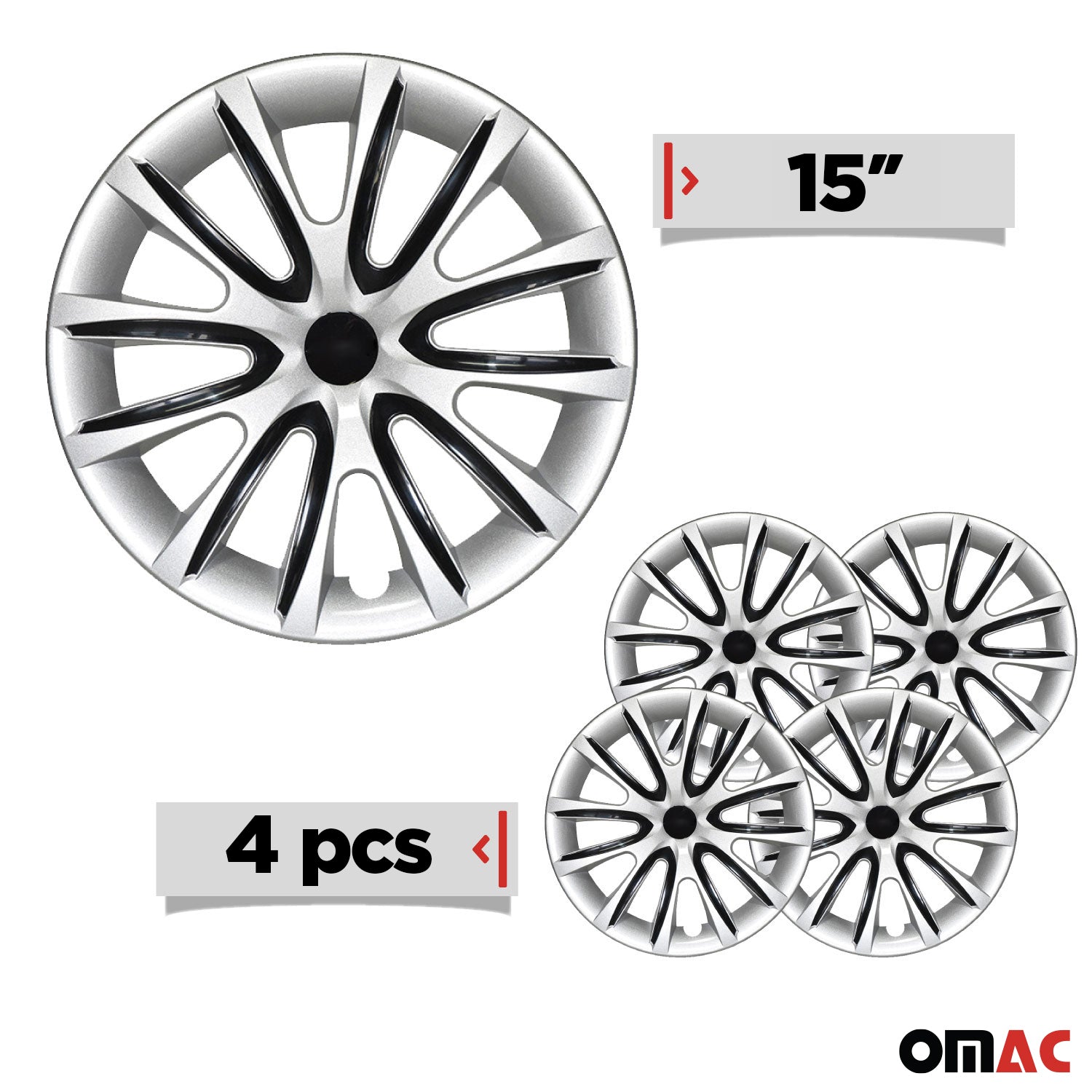 4x Radblenden Radkappen Radzierblenden für 15" Zoll Stahlfelgen Silber Schwarz