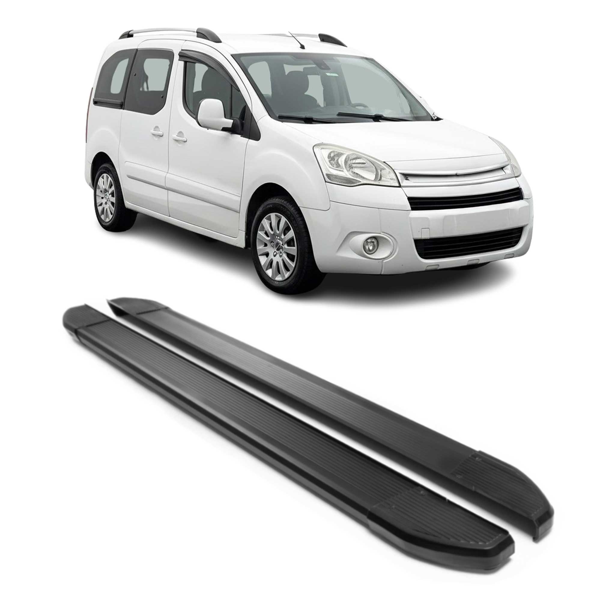 Alu Seitenschweller Trittbretter für Citroen Berlingo L1 2008-2018 Schwarz 2x