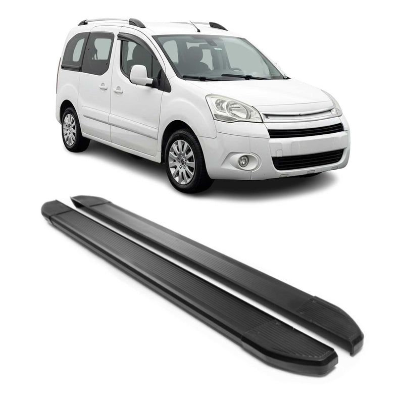 Alu Seitenschweller Trittbretter für Citroen Berlingo L1 2008-2018 Schwarz 2x