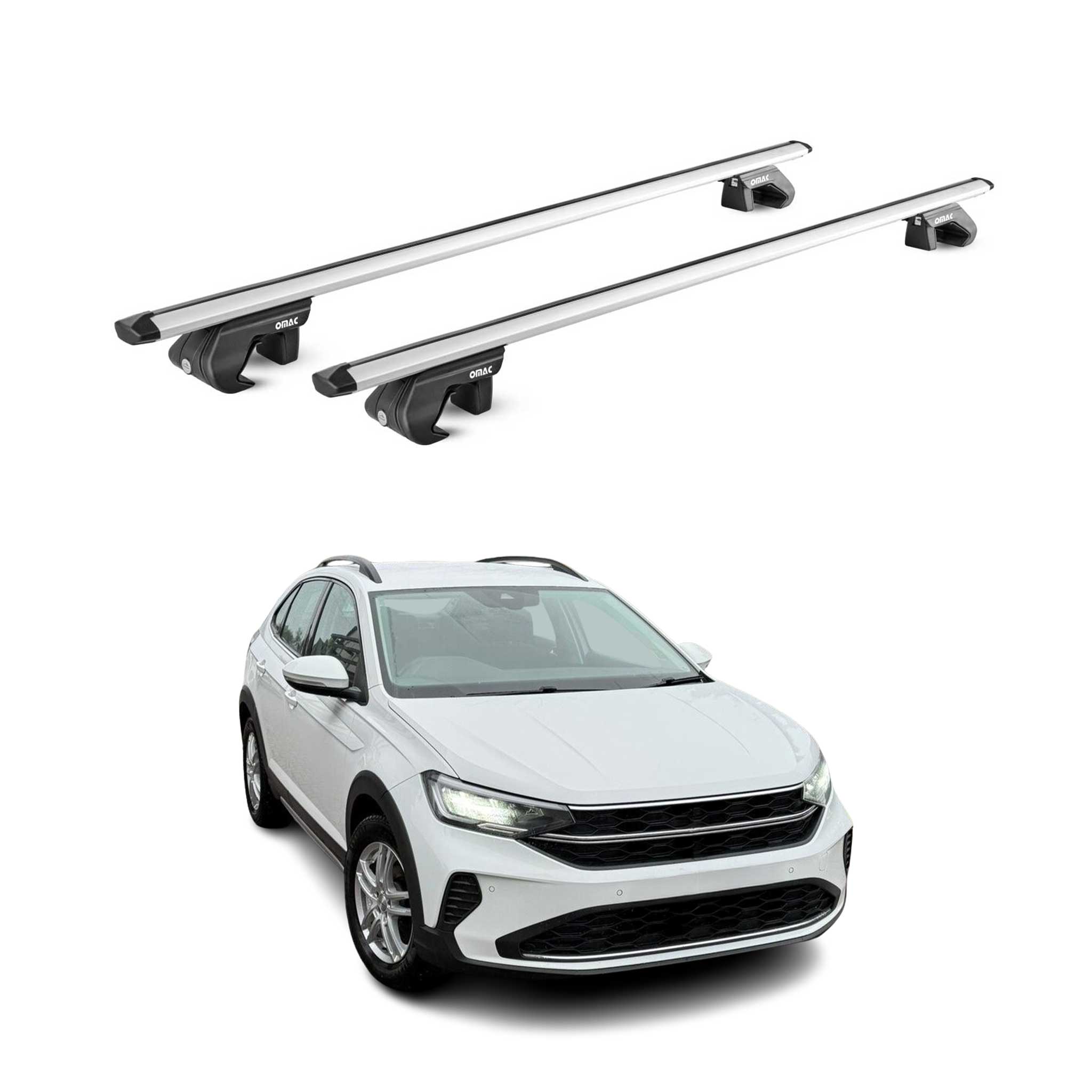 Dachträger Grundtäger für VW Taigo 2021-2026 90kg Aluminium Silber 2 tlg ABE