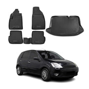 Fußmatten & Kofferraumwanne Set für Ford Fiesta 2001-2008 Gummi TPE Schwarz 5x