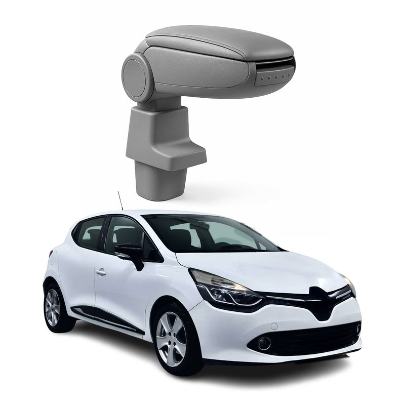 Mittelarmlehne Armlehne Mittelkonsole für Renault Clio 2012-2019 PU-Leder Grau