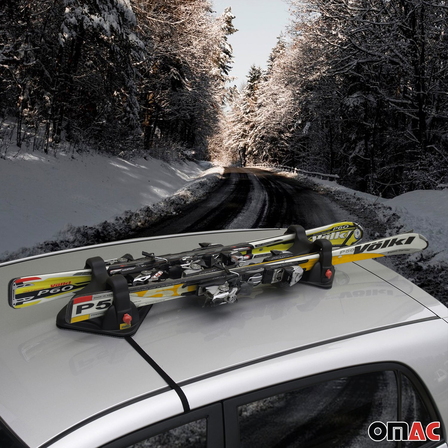 Menabo Skiträger Magnetischer Snowboard Träger Universal Abschließbar Schwarz 2x