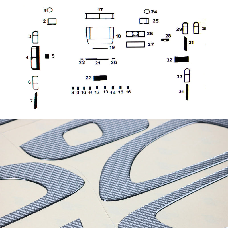 Innenraum Dekor Cockpit für VW Passat B5 Stufenheck 1997-2000 Carbon Optik 34tlg