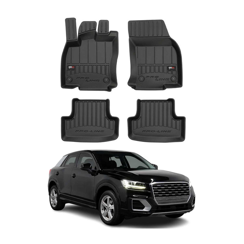 OMAC Gummi Fußmatten für Audi Q2 2017-2025 Premium TPE 3D Automatten Schwarz 4x